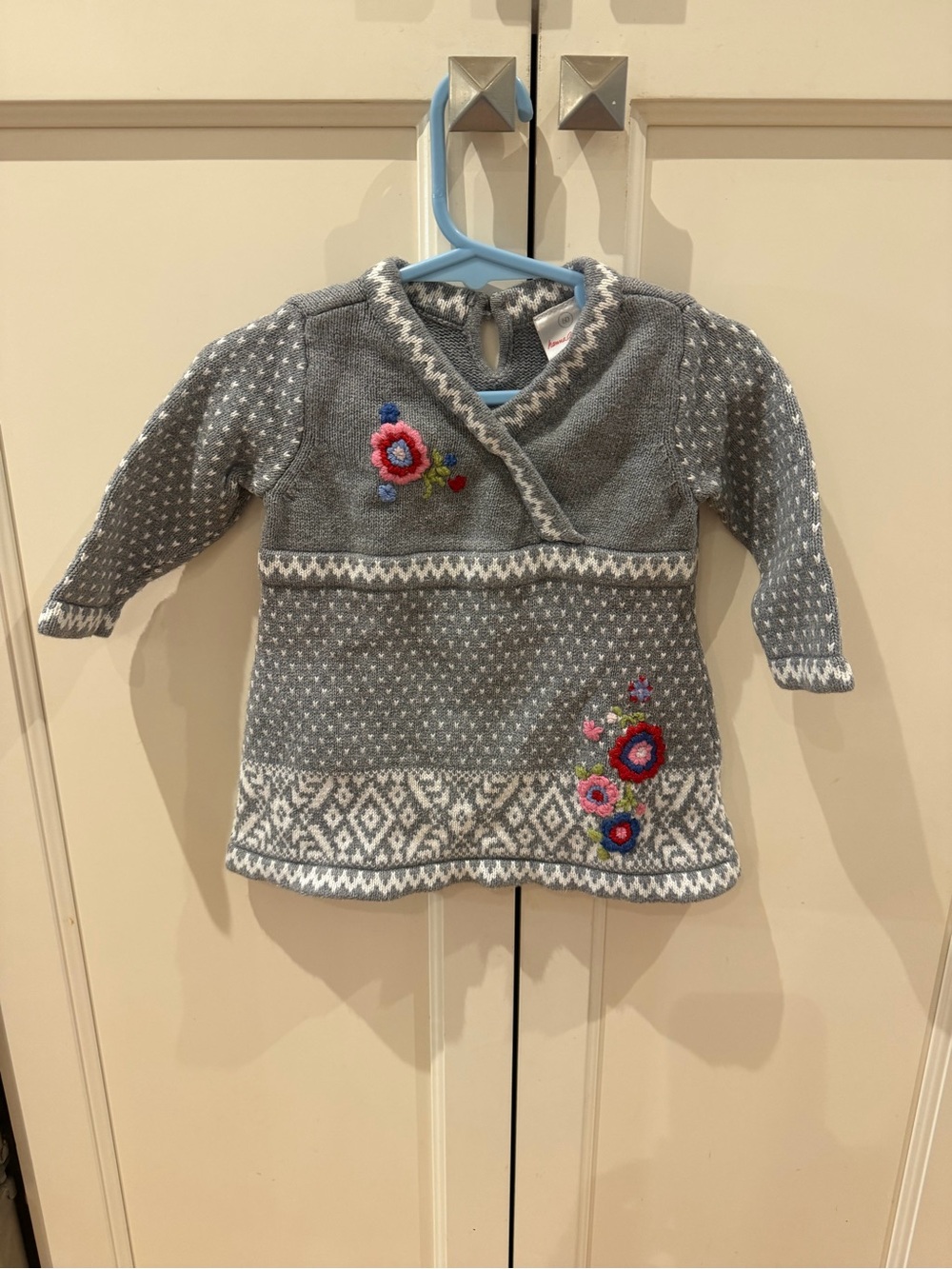 Hannah Anderson 3-6m Knit Floral Embroidered Baby Sweater Dress